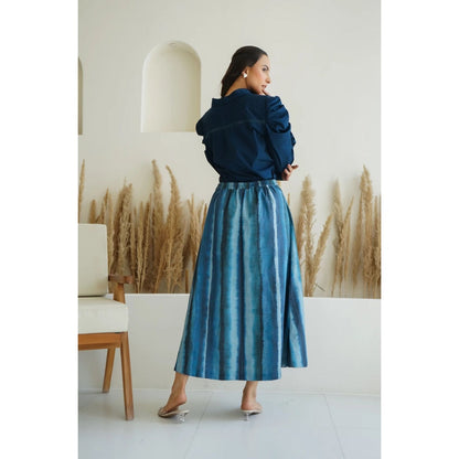 Ruhm Blue Ocean Ink Shirt with Skirt (Set of 2)