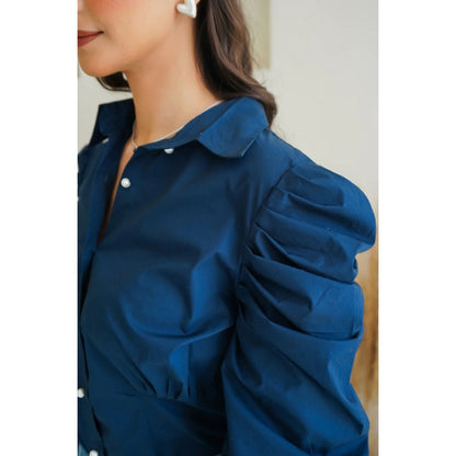 Ruhm Blue Ocean Ink Shirt with Skirt (Set of 2)