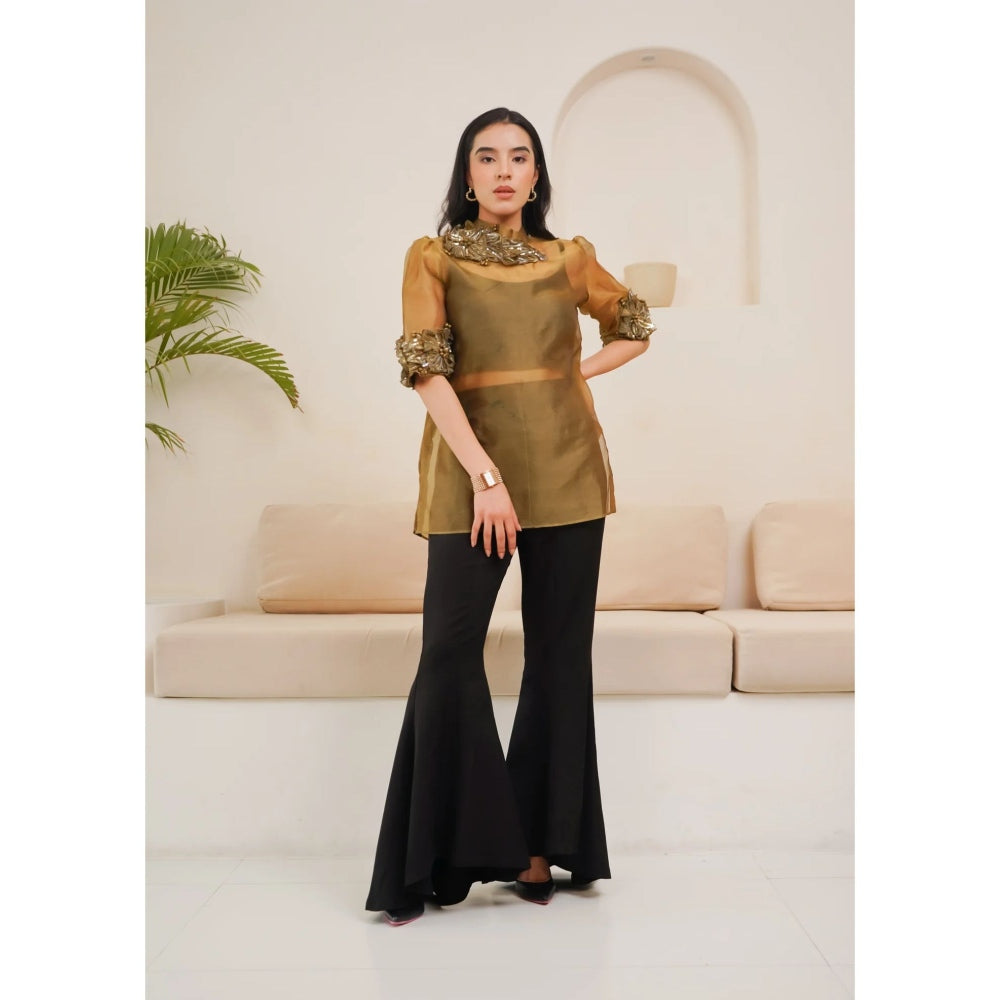 Ruhm Golden Mirage Top with Inner and Pant (Set of 3)