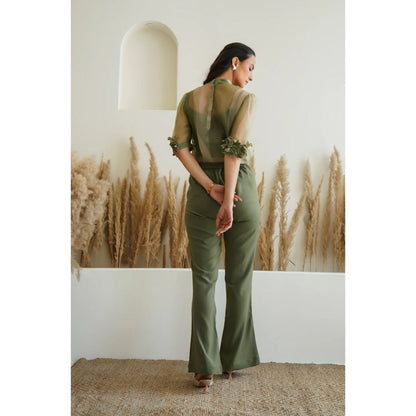 Ruhm Olive Bloom Top with Inner and Pant (Set of 3)