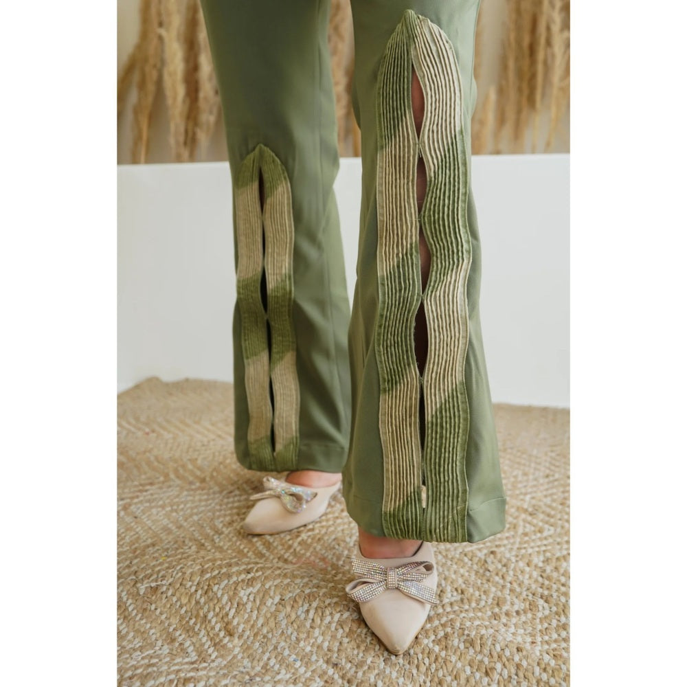 Ruhm Olive Bloom Top with Inner and Pant (Set of 3)