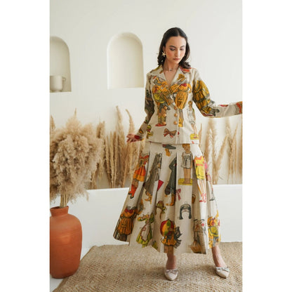 Ruhm White Vintage Whimsy Co-Ord (Set of 2)