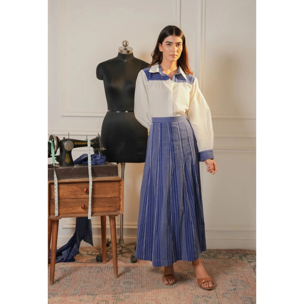 Ruhm White Indigo Flow Shirt with Skirt (Set of 2)