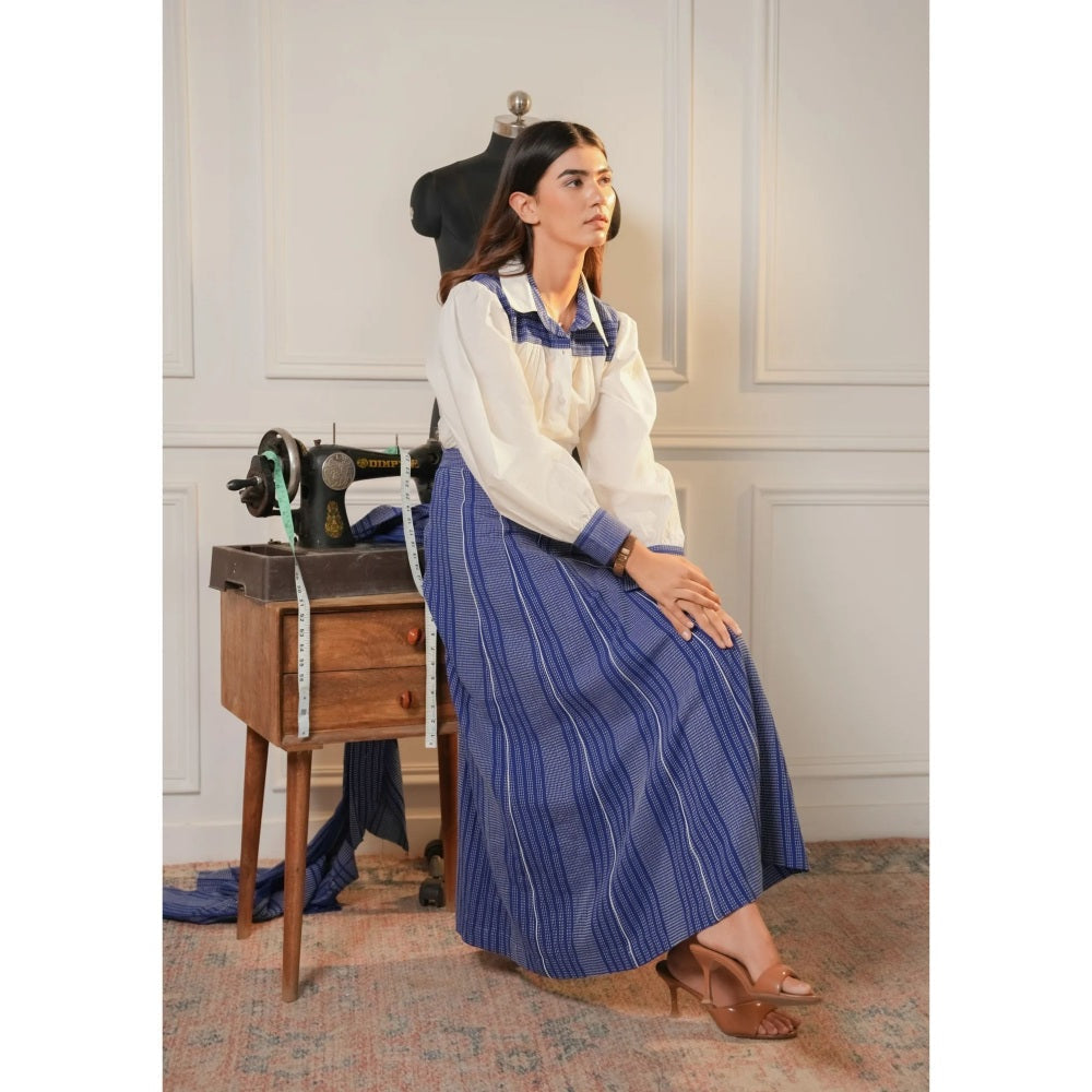 Ruhm White Indigo Flow Shirt with Skirt (Set of 2)