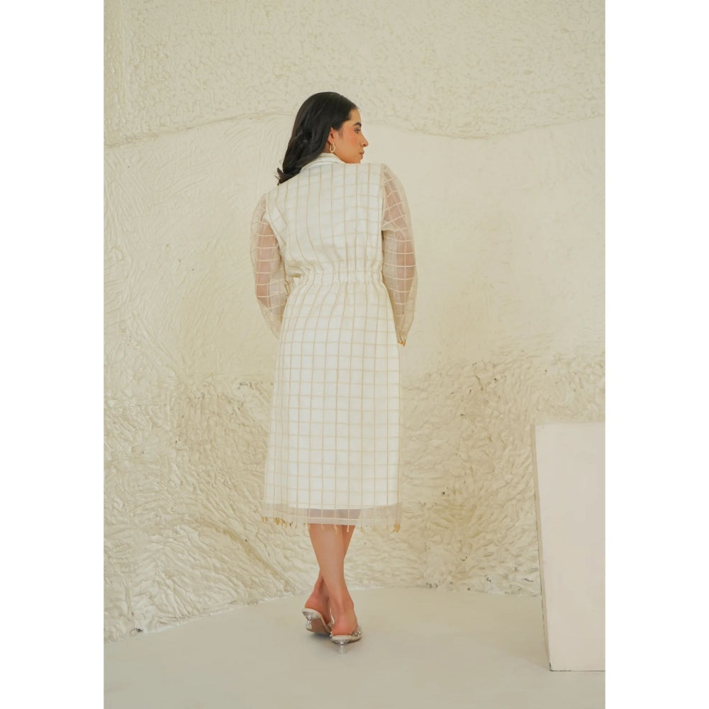 Ruhm Ivory Ethereal Check Dress