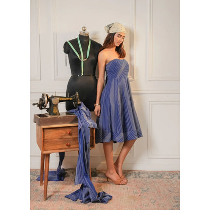 Ruhm Blue Kantha Bloom Dress