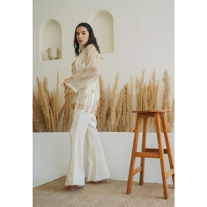 Ruhm Beige Looped Grace Shirt