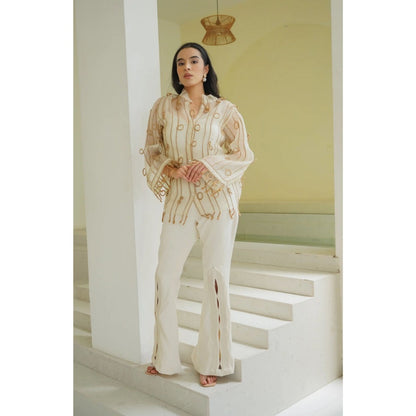 Ruhm Beige Looped Grace Shirt