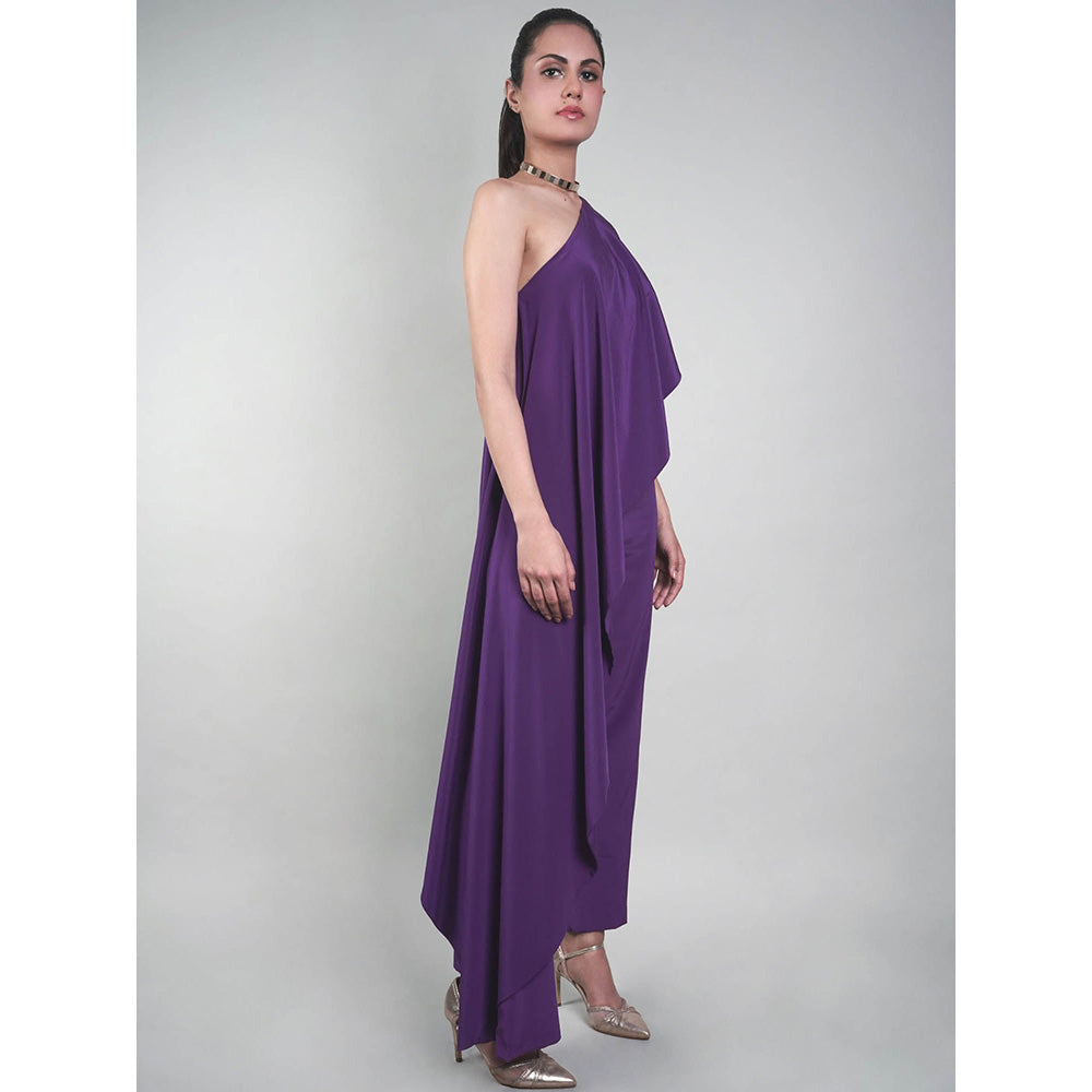Rukinder Kumar Purple Asymmetric Co-Ord (Set of 2)