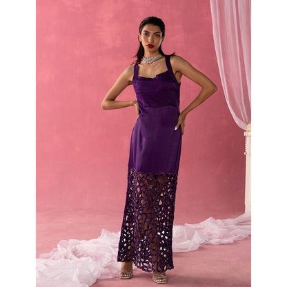 Rukinder Kumar Purple Twilight Sequins Stunner Dress