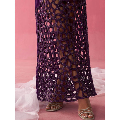 Rukinder Kumar Purple Twilight Sequins Stunner Dress