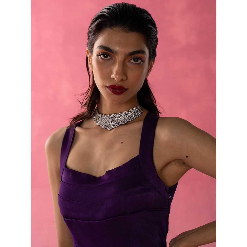 Rukinder Kumar Purple Twilight Sequins Stunner Dress