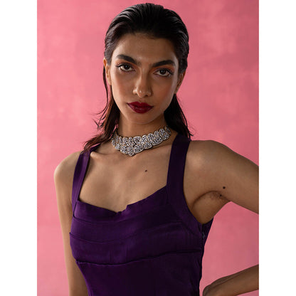 Rukinder Kumar Purple Twilight Sequins Stunner Dress