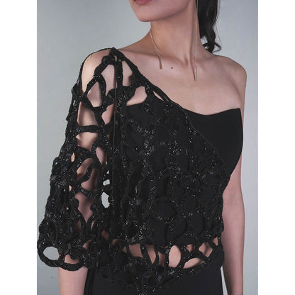 Rukinder Kumar Black Contemporary Layered Trio Co-Ord (Set of 3)