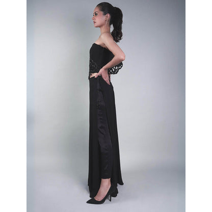 Rukinder Kumar Black Contemporary Layered Trio Co-Ord (Set of 3)