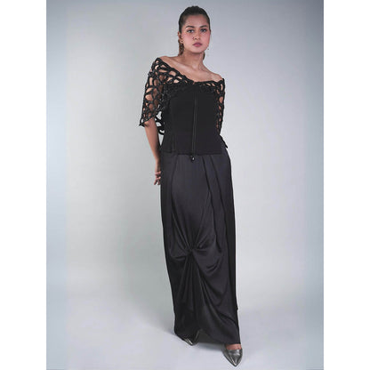 Rukinder Kumar Black Knotted Skirt