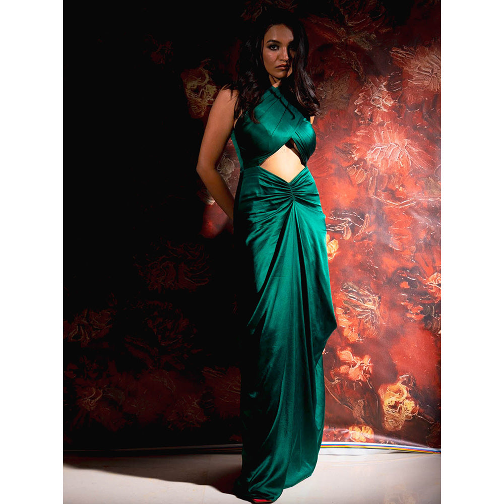 Rukinder Kumar Green Emerald Whisper Gown
