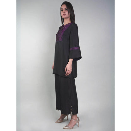 Rukinder Kumar Black Kanjivaram Co-Ord (Set of 2)