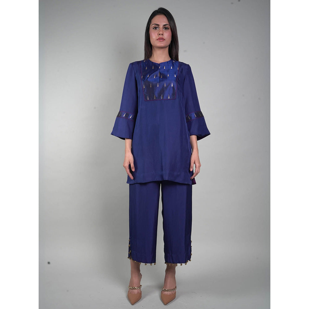 Rukinder Kumar Blue Kanjivaram Co-Ord (Set of 2)