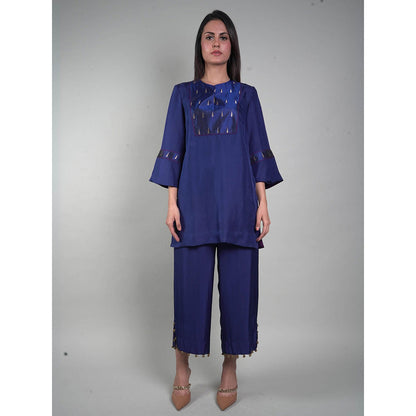 Rukinder Kumar Blue Kanjivaram Co-Ord (Set of 2)