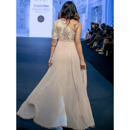 Rukinder Kumar Cream Top with Skirt (Set of 2)