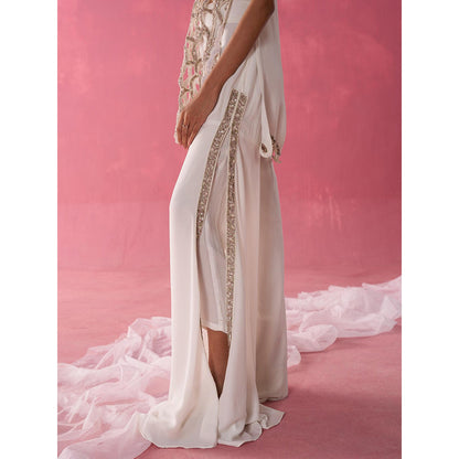 Rukinder Kumar Ivory Embellished Sequins Bralette with Kurta and Sharara (Set of 3)