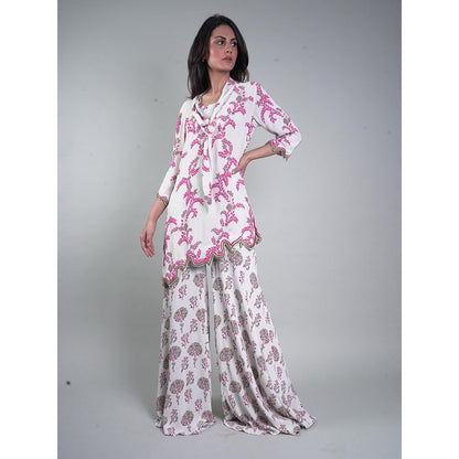 Rukinder Kumar Embellished Floral Yard Print Kurta and Sharara (Set of 2)