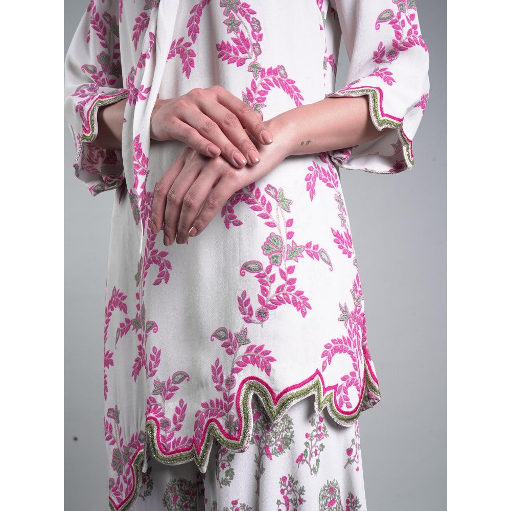 Rukinder Kumar Embellished Floral Yard Print Kurta and Sharara (Set of 2)