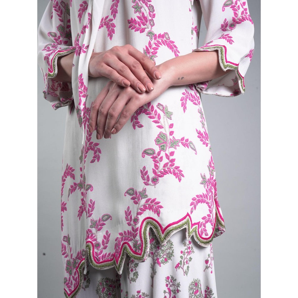 Rukinder Kumar Embellished Floral Yard Print Kurta and Sharara (Set of 2)