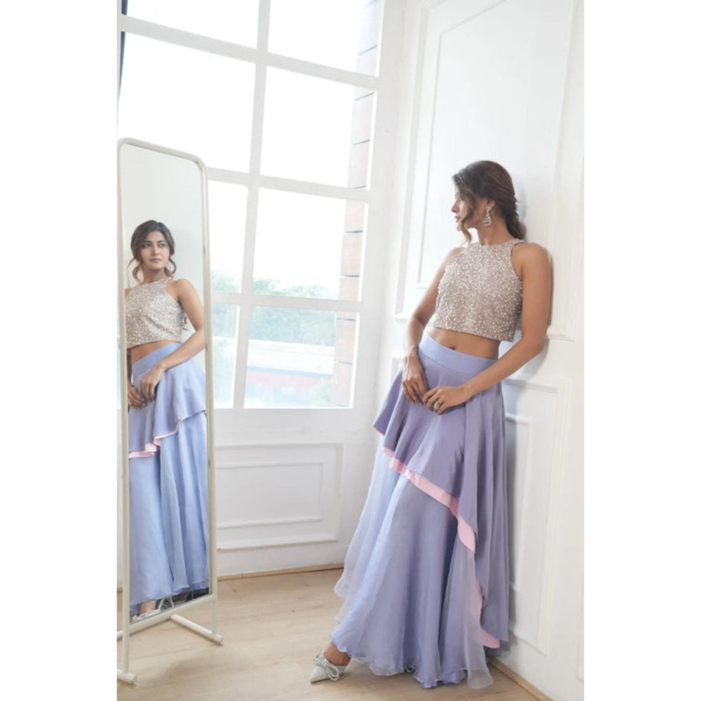 Rukinder Kumar Sequenced Top and Layered Skirt