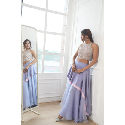 Rukinder Kumar Sequenced Top and Layered Skirt
