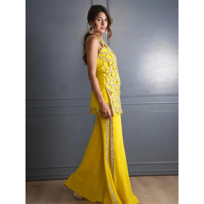 Rukinder Kumar Lime Scintiller Top and Sharara