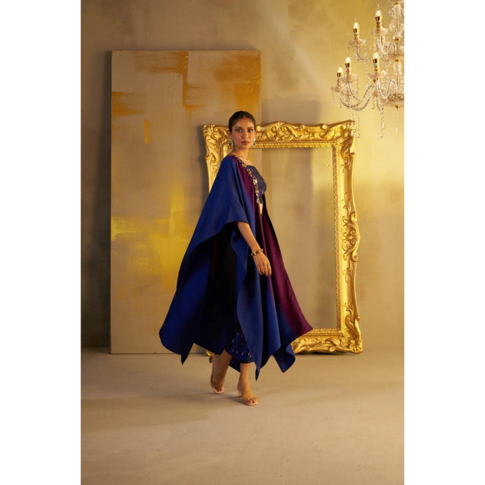 Rukinder Kumar Ombre Kanjivaram Bralette with Cape and Pant