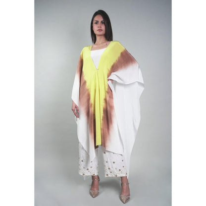 Rukinder Kumar Ombre Cape with White Beaded Pants and Crop Top