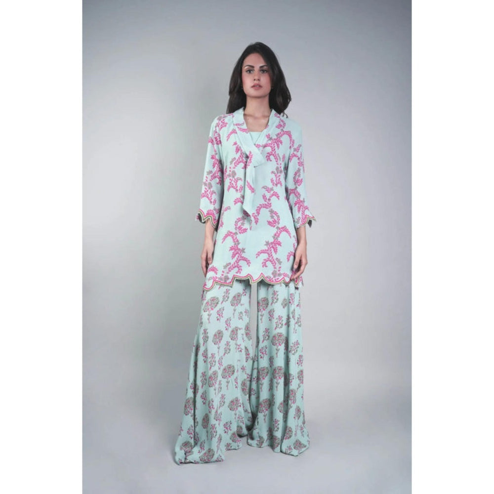 Rukinder Kumar Floral Yard Print Tunic with Sharara