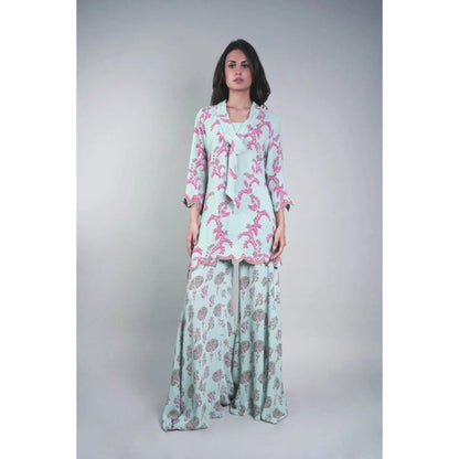 Rukinder Kumar Floral Yard Print Tunic with Sharara