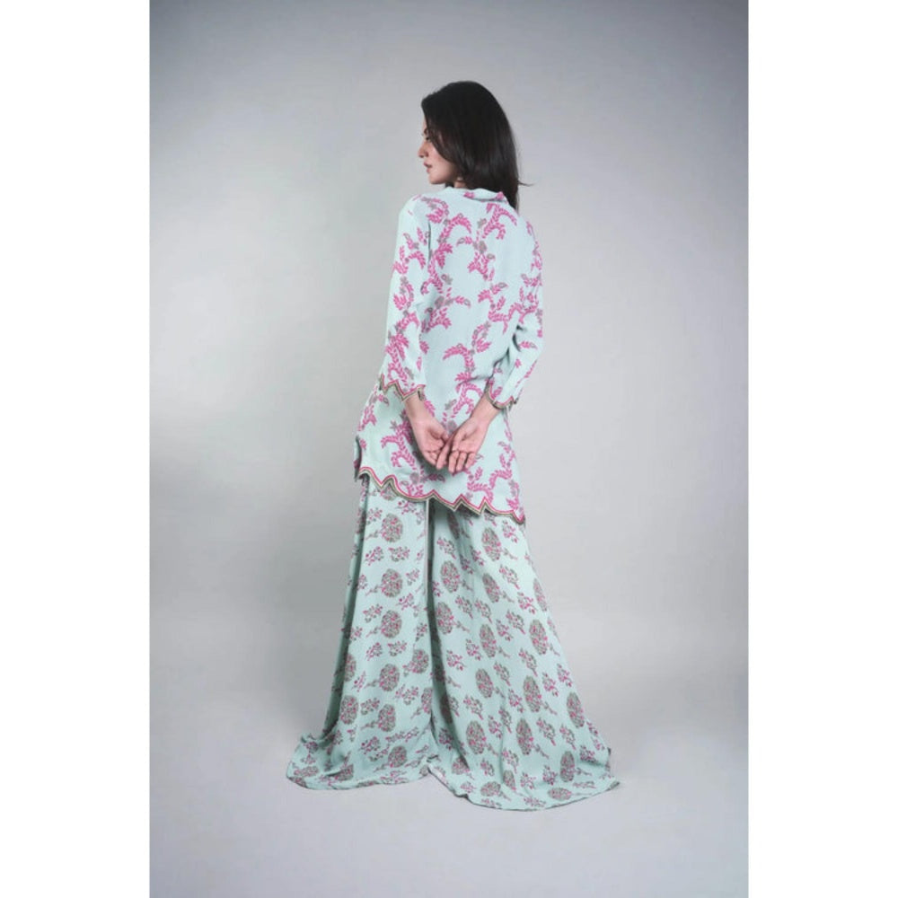 Rukinder Kumar Floral Yard Print Tunic with Sharara