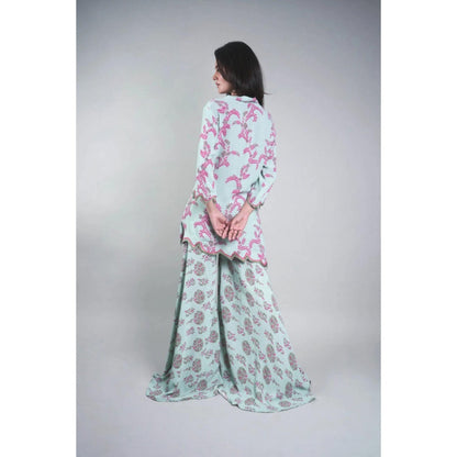 Rukinder Kumar Floral Yard Print Tunic with Sharara