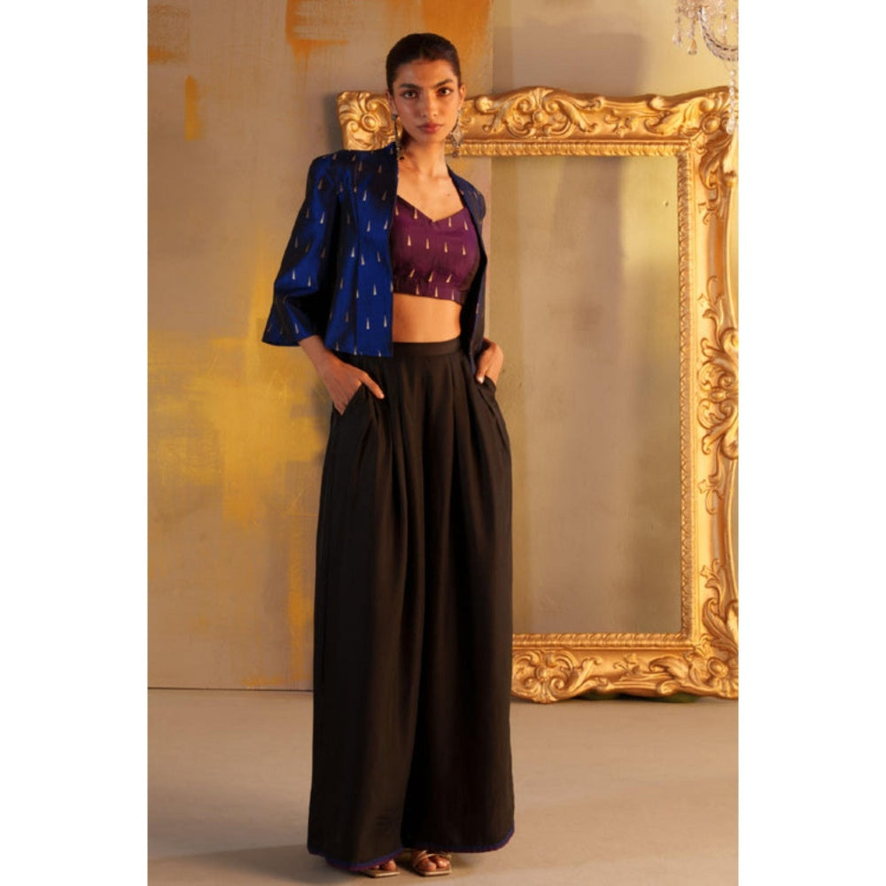 Rukinder Kumar Kanjivaram Crop Top with Jacket and Pant