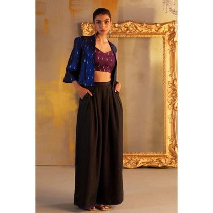 Rukinder Kumar Kanjivaram Crop Top with Jacket and Pant
