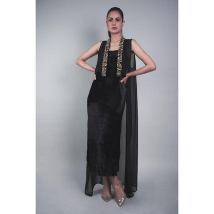 Rukinder Kumar Metal Cape with Maxi Dress