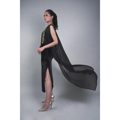 Rukinder Kumar Metal Cape with Maxi Dress