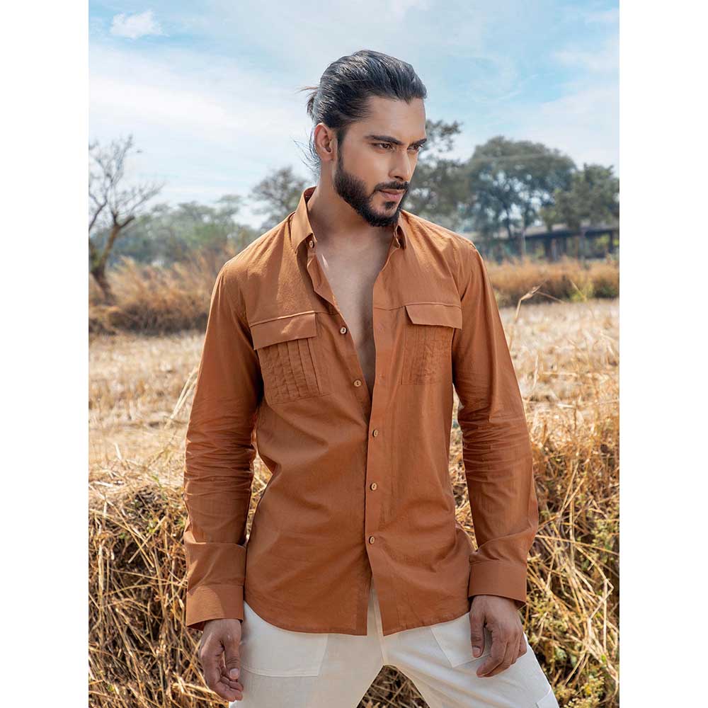 Runit Gupta Men Ochre Safari Shirt