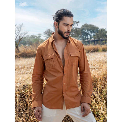 Runit Gupta Men Ochre Safari Shirt