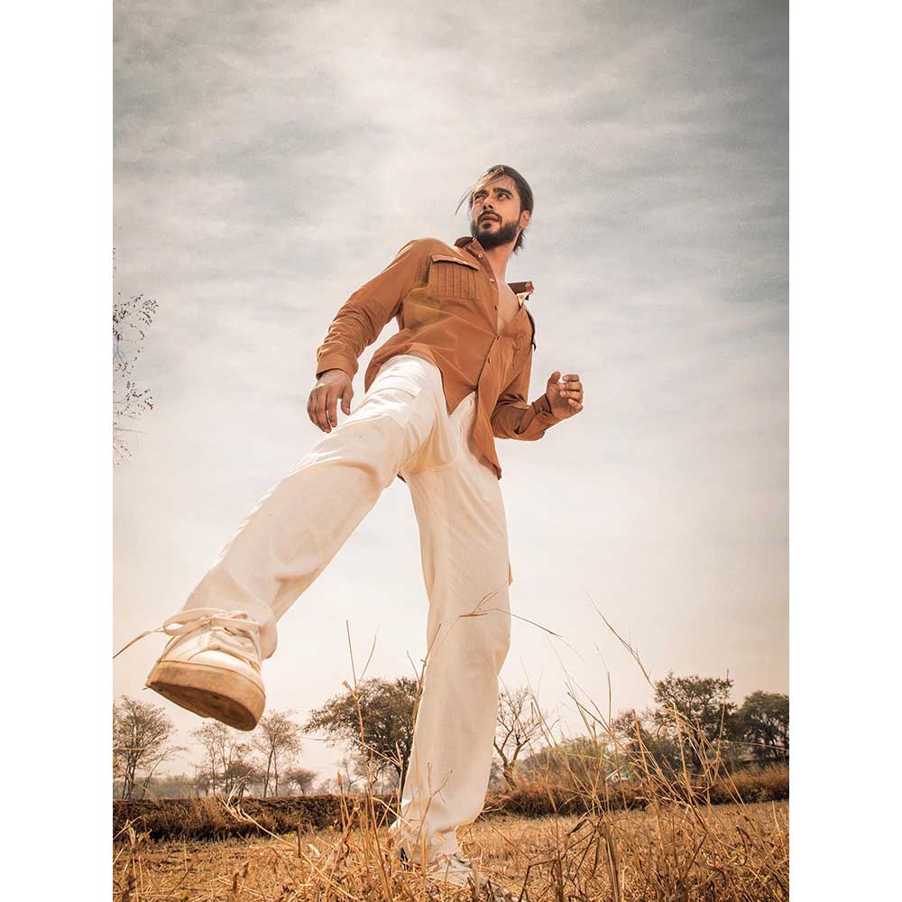 Runit Gupta Men Ochre Safari Shirt