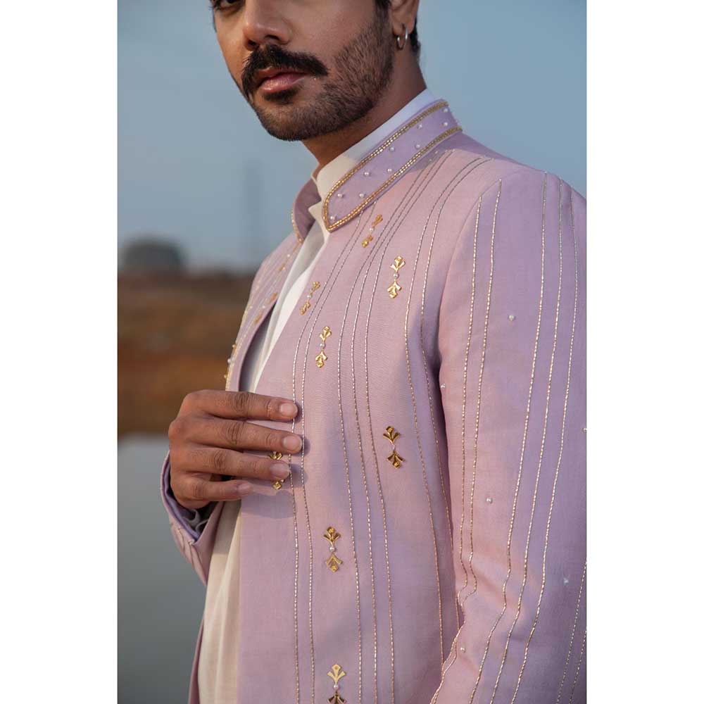 Runit Gupta Lush Lavender Sherwani with Kurta and Pant (Set of 3)