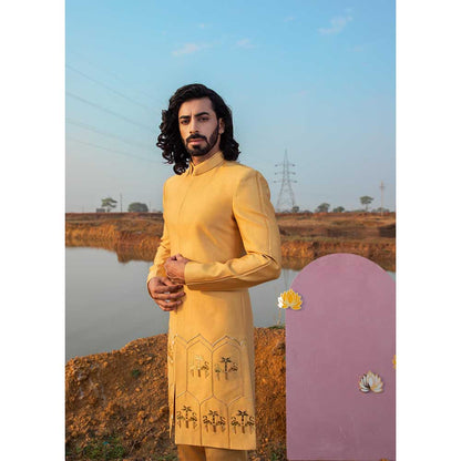 Runit Gupta Golden Glow Flamingo Sherwani with Pant (Set of 2)