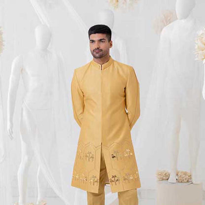 Runit Gupta Golden Glow Flamingo Sherwani with Pant (Set of 2)