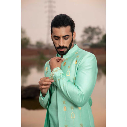 Runit Gupta Mint Khidki Jodhpuri Jacket with Kurta and Pant (Set of 3)