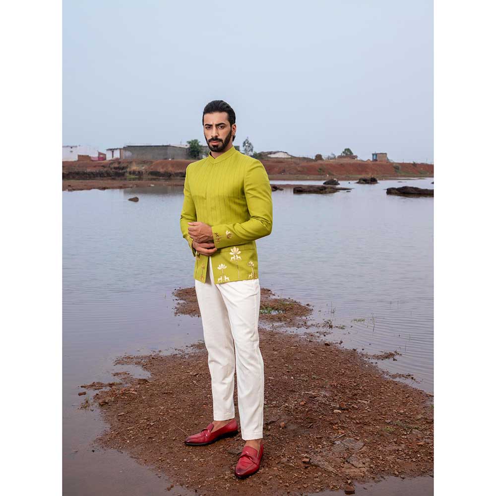 Runit Gupta Reindeer Meadow Jodhpuri Jacket and Pant (Set of 2)